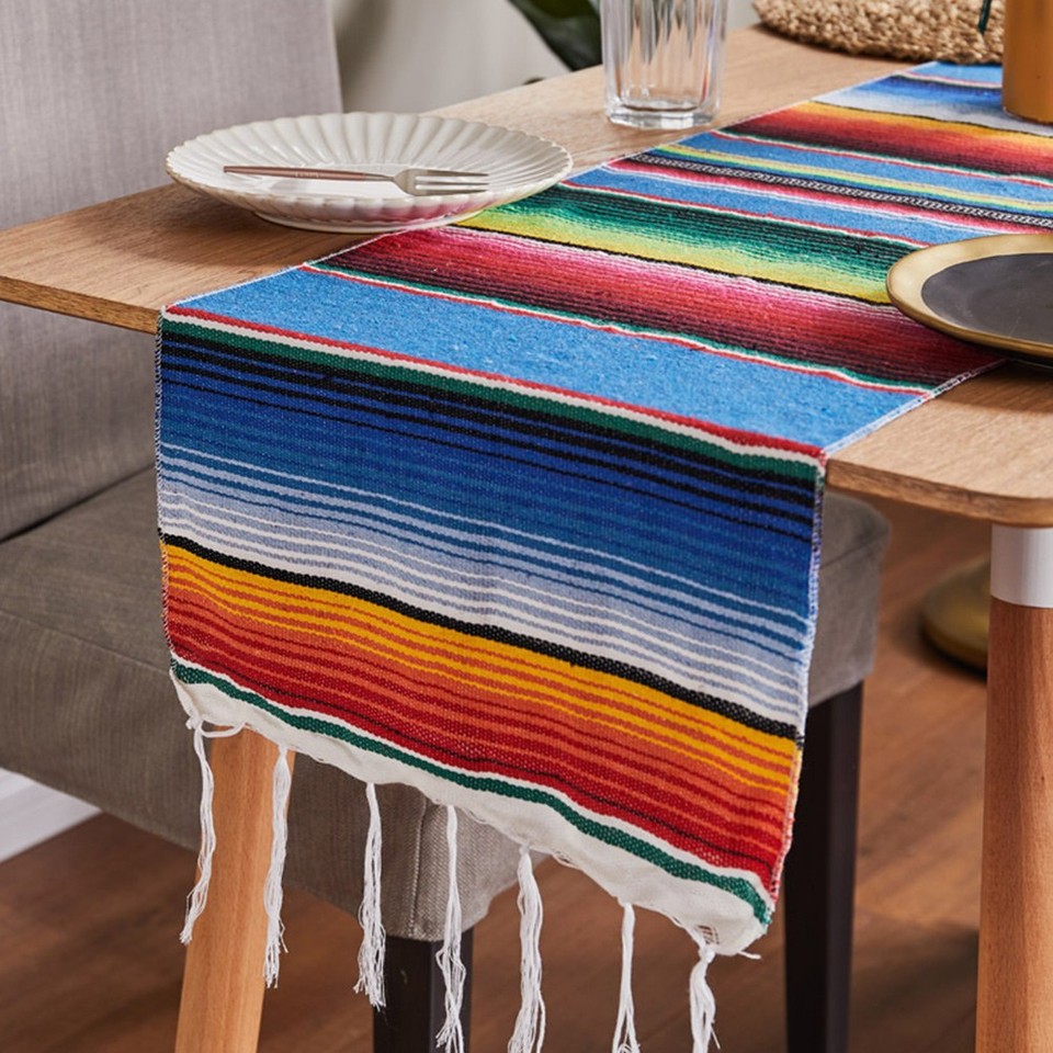 2Pcs Mexico Style Cotton Table Runner Reusable Decorative Table Cover ...