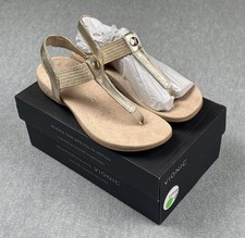 Vionic Sandals Womens Size 8 Gold Brea Thong Leather Comfort Arch Support New
