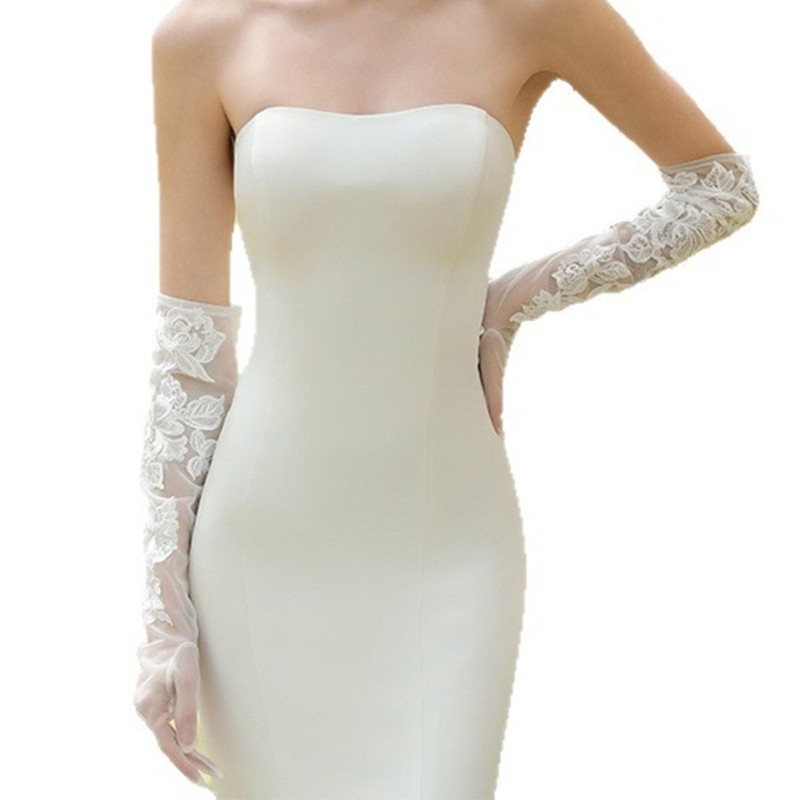 Breathable Mesh Long Sleeve Wedding Gloves With Flexible Design For Brides