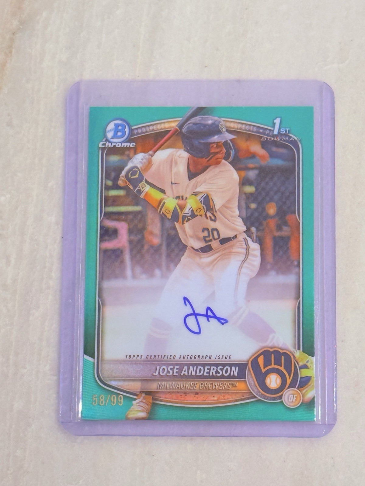 2025 Bowman Jose Anderson 1st Chrome Prospect Auto True Green 58/99