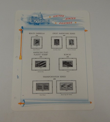 Páginas de álbum de estampillas selladas White Ace US Ediciones regulares completas "RSC-14" 1990 - Imagen 2 de 2