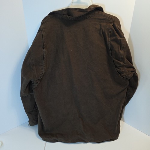 Carhartt Jacket Mens XL Brown Canvas Flannel Lined Shirt Jacket Workwear - Picture 6 of 11