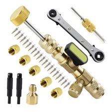 HVAC Valve Core Remover and Installer Tool Set, with HVAC Service Wrench and 