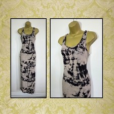 New Look Size 14 Black Brown Marble Pattern Summer Beach Grunge Tank Vest Dress