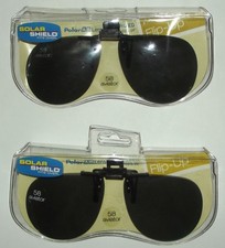 Solar Shield Flip-Up Polarized Sunglasses 58 AVIATOR lot 2 Block UVA clip-on