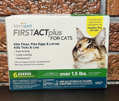 Tevrapet FirstAct Plus for Cats over 1.5lbs Flea and Tick Topical 6 Month Supply