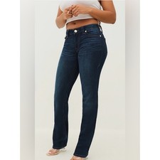 NWOT TRUE RELIGION Billie Mid Rise Straight Dark Wash Jeans Size 27