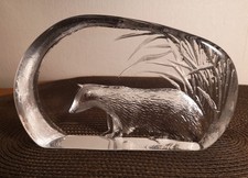 Glasblock Glasrelief &raquo;Dachs&laquo;  Glaskunst  Design: Mats Jonasson  Schweden