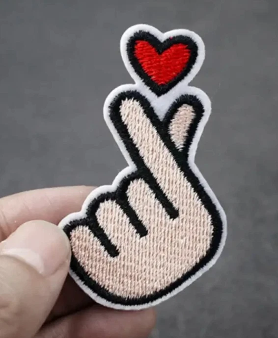 Iron-On Applique Finger Heart 2 +5/8 x 2 1/2 inch - Image 3 of 4