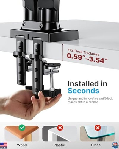 Dual Monitor Stand Adjustable Desk Mount VESA Bracket for 13-32" Screens - 第 4/6 張圖片