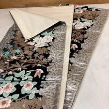 Japanese Kimono Fabric Set 2 Rolls Pure Silk Stripe  Floral Brocade