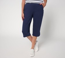 Denim Co. Women's Pants Sz 2XL Tall Active Textured Cotton Skimmer Blue