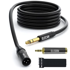 Elecan 6.35mm (1/4 Inch) TRS Male to XLR Cable 20 Ft, Balanced 20FT 