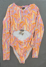 NEW Ocean Pacific Womens Size Large Floral Long Sleeve Orange Pink Swimsuit
