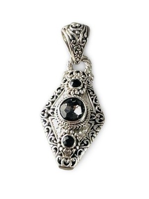 Sarda Artisan Bali Sterling & grauer Edelstein Anhänger NEU
