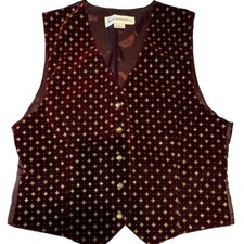 Vintage Victorian Norton McNaughton Burgundy/Gold Geometric Formal Vest Size 8