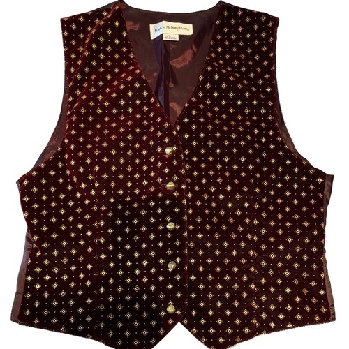 Vintage Victorian Norton McNaughton Burgundy/Gold Geometric Formal Vest Size 8