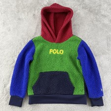 Polo Ralph Lauren Hoodie Kids 4T Colorblock Sherpa Fleece Pullover POLO Logo