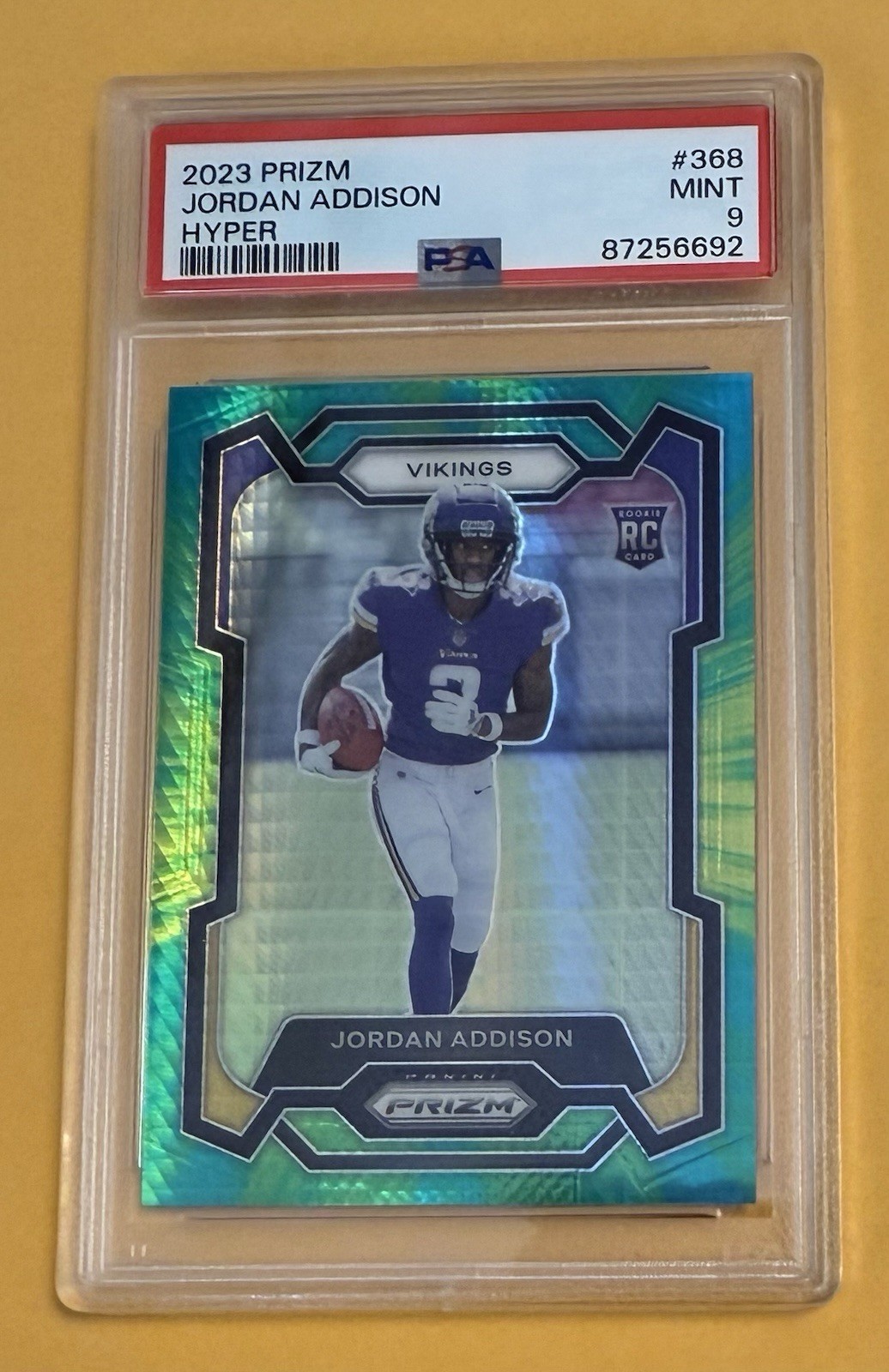 2023 Prizm Jordan Addison RC #368 - Hyper Prizm /175 - PSA 9