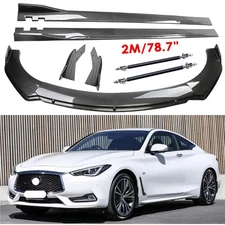 FOR 17-22 INFINITI Q60 Carbon Fiber Front Bumper Lip Spoiler Body Kit Side Skirt
