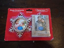 Instant Gifts Christmas Photo Ornaments, Wooden Snowflake  Square Set