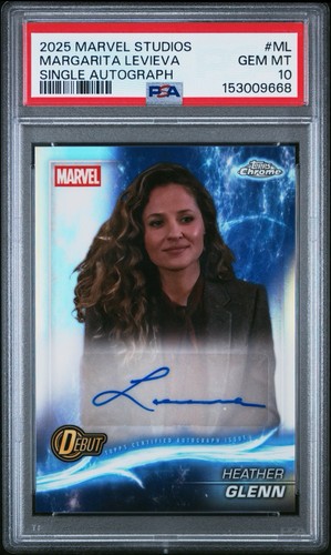 TOPPS MARVEL STUDIOS CHROME SINGLE AUTOS HEATHER GLENN/MARGARITA LEVIEVA PSA 10