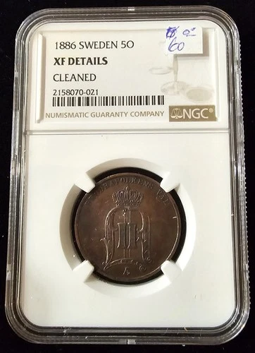 1886 SWEDEN 5 ORE - NGC XF Details