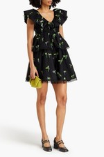 GANNI Embellished Tiered Mesh Mini Dress NWT
