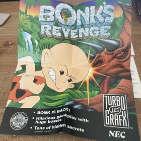 Bonk's Revenge (TurboGrafx-16, 1991) CIB, Manual Poster Original Styrofoam MINT