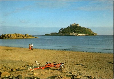 St. Michaels Mount Beachside Island In Distance Continental Chrome Postcard