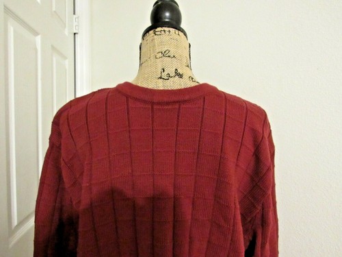 CHEROKEE, MEN'S BURGUNDY COTTON CREW NECK LONG SLEEVED SWEATER, SIZE L - Picture 2 of 6