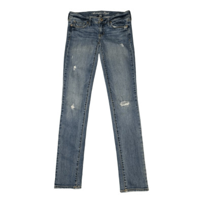American Eagle Outfitters Women s Size 2 Distressed Wash Stretch Skinny Jeans
