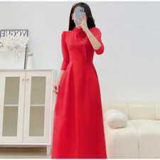 Ao dai Viet Nam traditional Silk 4-side vietnamese body shape size L, XL no Pant