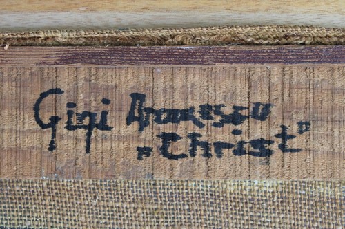 GEORGETA GIGI ARAMESCU OIL PAINTING CANVAS JUTE SIGNED TITLED CHRIST MID CENTURY - Picture 6 of 9