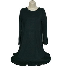Loft Womens Bodycon Dress Size XS Black Boat Neck Bell Sleeve Zip Up