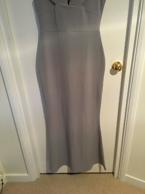 missguided prom dress MISSGUIDED BALL GOWN FISH TAIL PROM DRESS ICE GREY PURPLE OFF SHOULDER UK  12