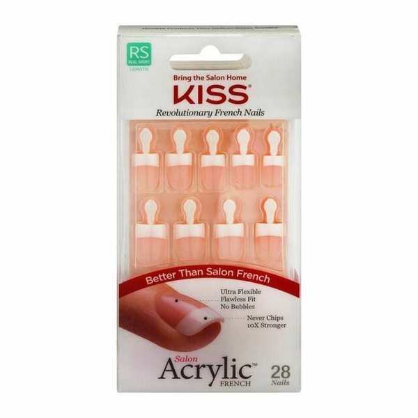 Kiss Salon Acrylic French Nails Real Short 28 Count 62281 Ksa06 for