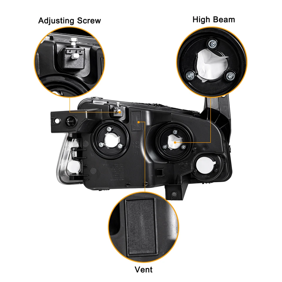 PAIR FOR DODGE CHARGER SE SXT SXT 2006-2009 CHROME AMBER HEADLIGHTS HEADLAMPS - Image 3 of 4