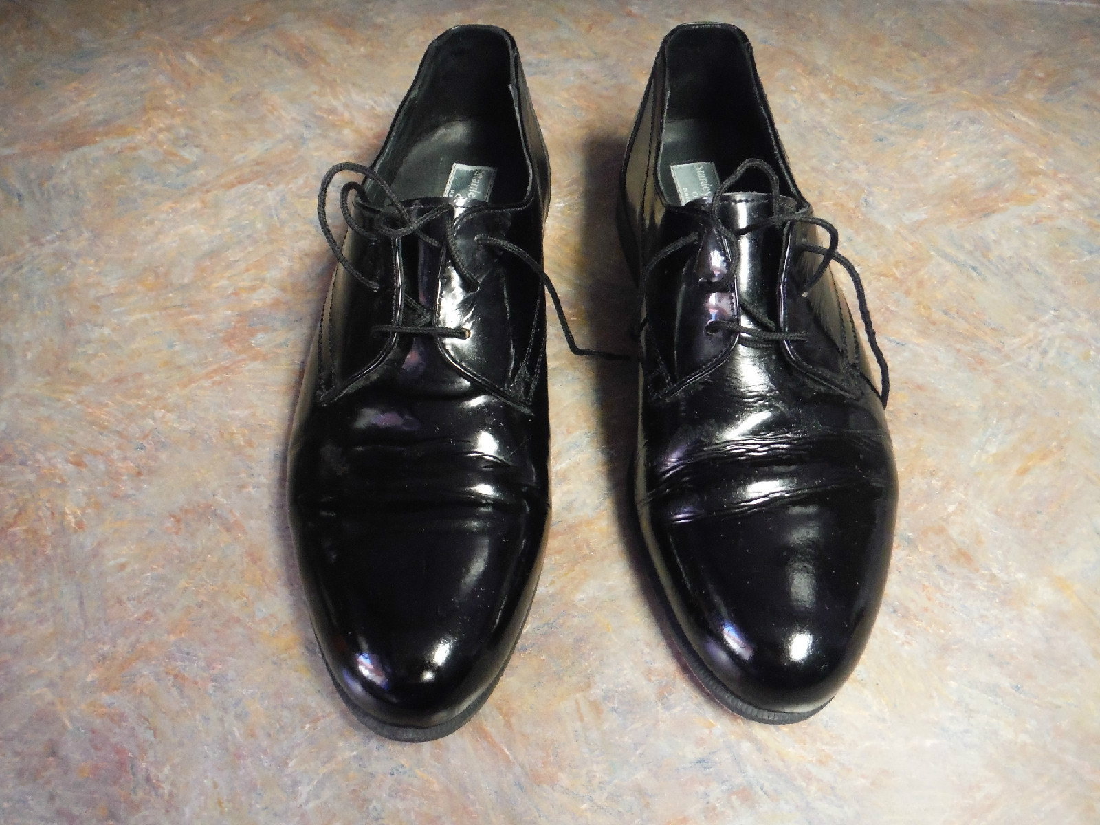 Stanley Blacker Mens Italy Couture Black SHINY Leather Dress Shoes Size