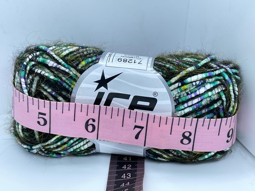 Custom Blend Green Purple White Multistrand w Hint of Fuzzy Gold Ice Yarns 71289 - Picture 2 of 8