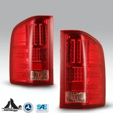 For 07-13 Chevy Silverado 1500 2500HD 3500HD LED Red Tail Lights Brake Lamps Red