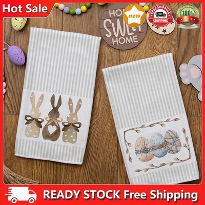 2Pcs Easter Decorative Hand Towel Reusable for Festival Party Desk Decoration DE