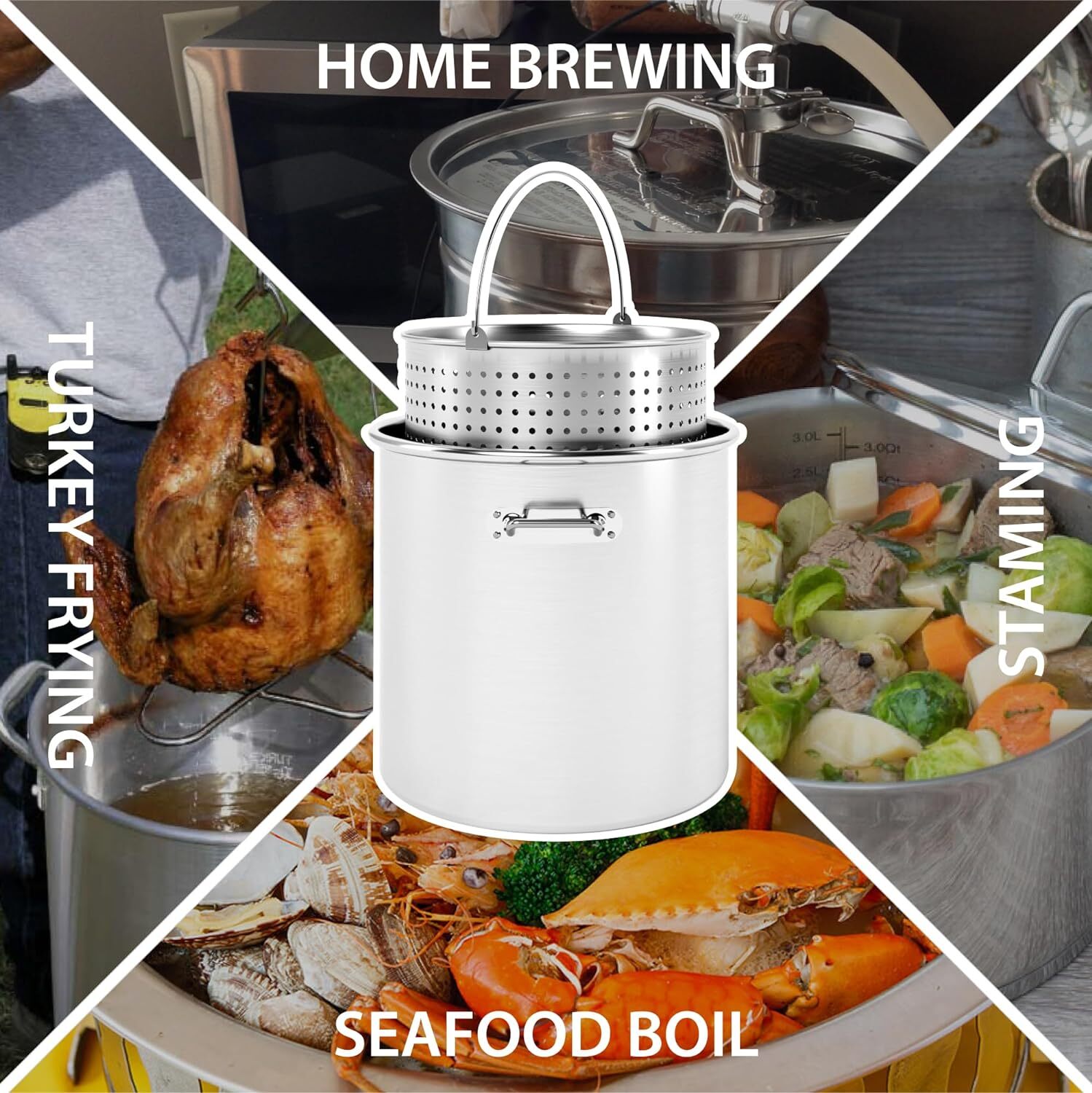 Seafood Stock Pot Turkey Deep Fryer All Purpose Stock Pot with Lid