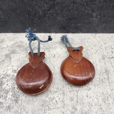 Vintage Handmade Wood Castanets Castañuelas Flamenco Clackers Set Of 2