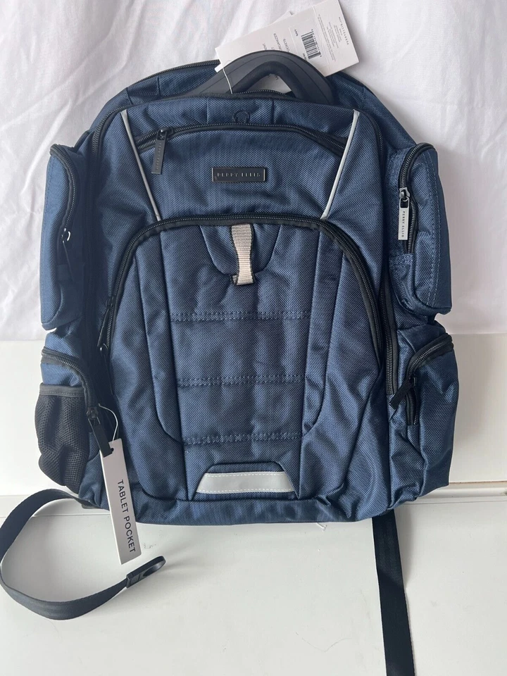 全新 Perry Ellis 9 插槽 专业笔记本电脑-P350 商务背包,海军蓝,一个 — 第 4/4 张图片