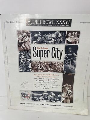 Times Picayune Newspaper Super Bowl XXXVI New Orleans February 1, 2002 Al Hirts