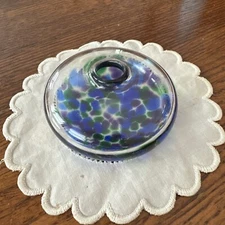 Fused Glass Hand Made Studio Art Glass Miniature Vase 3” Diameter
