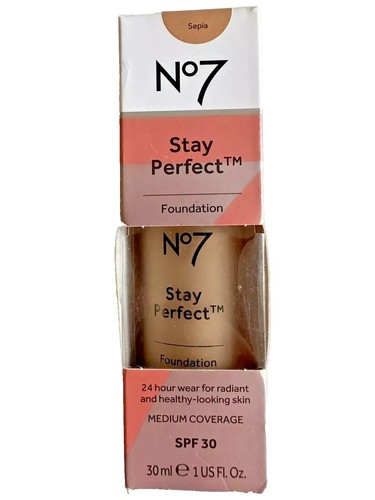 No7 Stay Perfect Foundation 30ml SPF30 Long Lasting ~Sepia~ - Picture 3 of 4