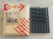 12 new Cleveland CLE-LINE Wire #3 Jobber Length Black Oxide HSS Twist Drills USA
