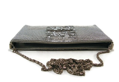 Women Evening Envelope Handbag Party Bridal Clutch Mesh Purse Shoulder Cross - Picture 27 of 68